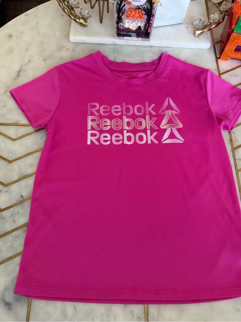 Reebok Bright Pink Graphic Logo Short Sleeve Tee